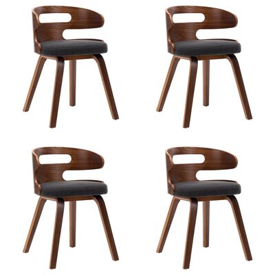 vidaXL Jedálenské stoličky 2 ks tmavosivé ohýbané drevo a látka