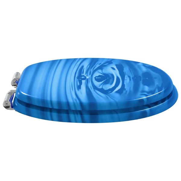 vidaXL WC sedadl&aacute; s poklopom s pomal&yacute;m uzatv&aacute;ran&iacute;m 2 ks MDF modr&eacute; dizajn s kvapkami