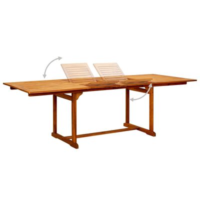 vidaXL Záhradný jedálenský stôl (160-240)x100x75 cm akáciový masív