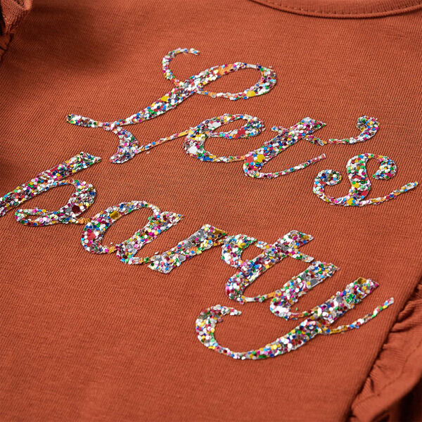 Detské tričko s dlhými rukávmi koňakové 116