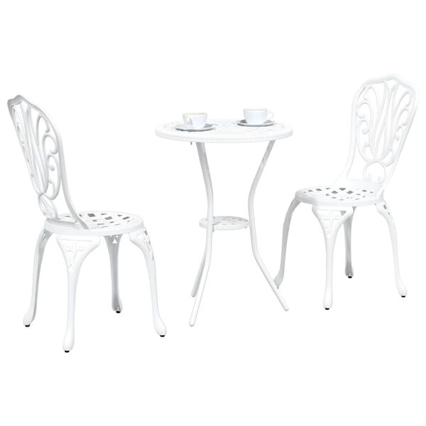 vidaXL Záhradný bistro set 3 pcs Biela Hliník