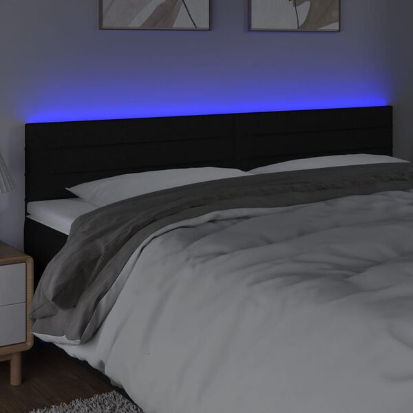 vidaXL Čelo postele s LED čierne 200x5x78/88 cm l&aacute;tka