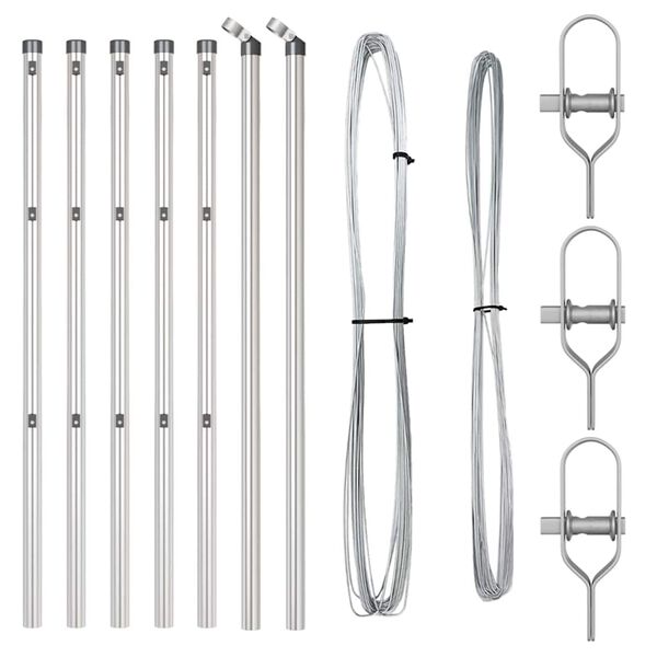 vidaXL Stĺp na plot. 7 pcs Strieborn&aacute; Oceľ