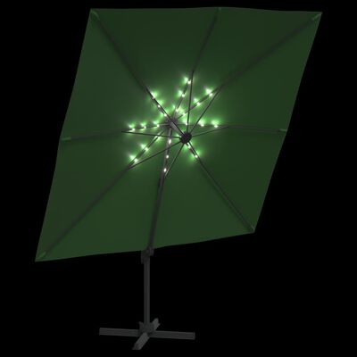 vidaXL LED konzolový slnečník zelený 400x300 cm