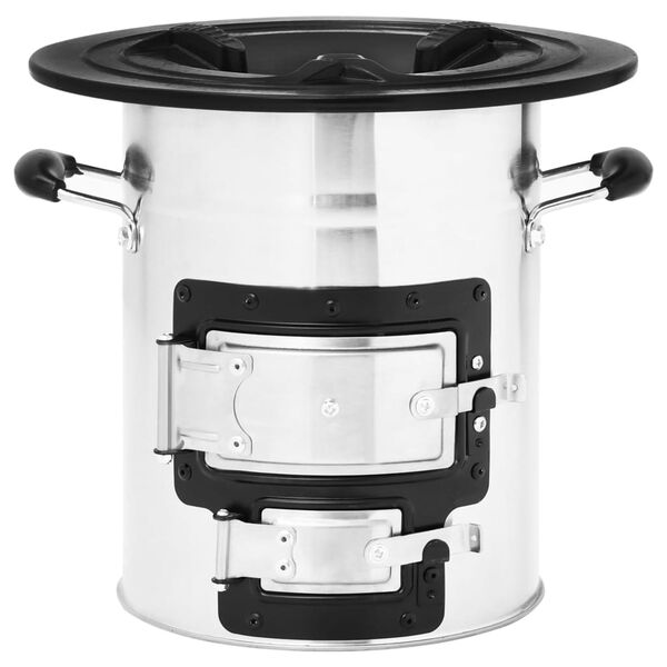 vidaXL Kempingový varič na drevo strieborný 51,5x35x30,5 cm oceľ