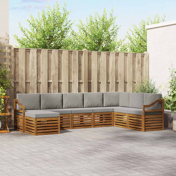 vidaXL Sada rohov&yacute;ch gaučov s vank&uacute;&scaron;om 8 pcs Pr&iacute;rodn&aacute; a svetlosiv&aacute;