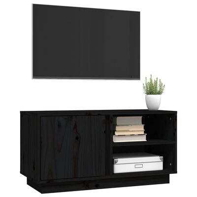 vidaXL TV skrinka čierna 80x35x40,5 cm masívna borovica