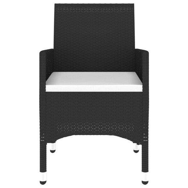 vidaXL 3-dielna záhradná bistro súprava, polyratan+tvrdené sklo čierna