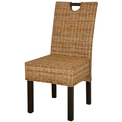 vidaXL Jedálenské stoličky 4 ks ratan kubu a mangové drevo