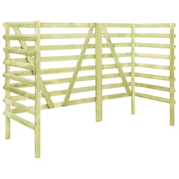 vidaXL Ohrada na tri odpadkov&eacute; ko&scaron;e 210x80x150cm,impregnovan&aacute; borovica