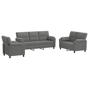 vidaXL Sada pohoviek 3 pcs Tmavosiv&aacute; Zamat