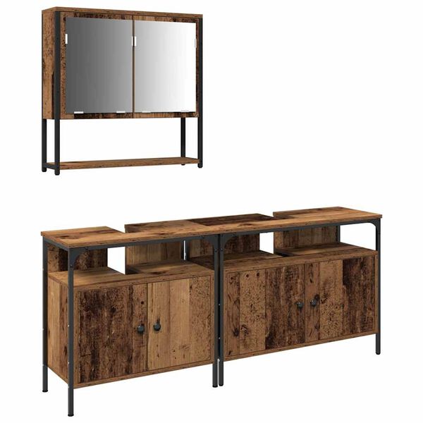 vidaXL Sada k&uacute;peľňov&eacute;ho n&aacute;bytku N&aacute;stenn&yacute; 3 pcs Hned&aacute; Kompozitn&eacute; drevo