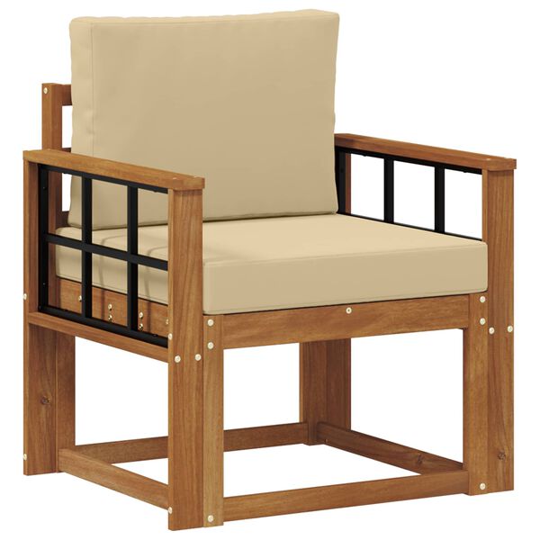 vidaXL Vonkaj&scaron;ia pohovka Mas&iacute;vne ak&aacute;ciov&eacute; drevo a polyester Pr&iacute;rodn&aacute;