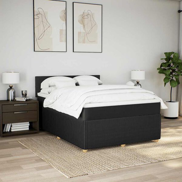 vidaXL Posteľn&yacute; r&aacute;m boxspring s matracom čierny 160x200 cm l&aacute;tka