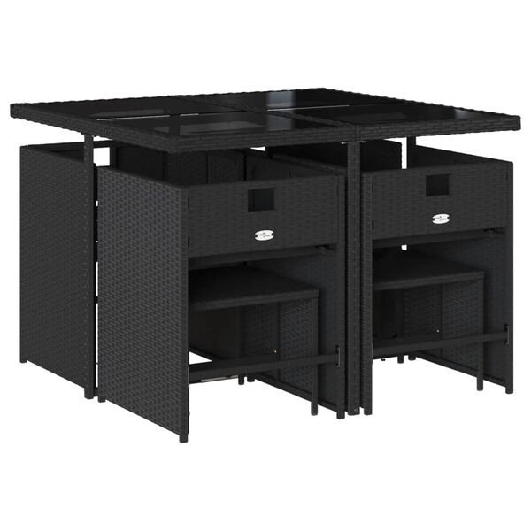 vidaXL 9-dielna z&aacute;hradn&aacute; jed&aacute;lensk&aacute; sada s vank&uacute;&scaron;mi čierna polyratan