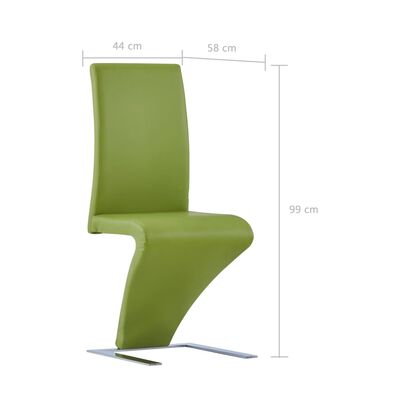 vidaXL Jedálenské stoličky cikcakový tvar 4 ks zelené umelá koža