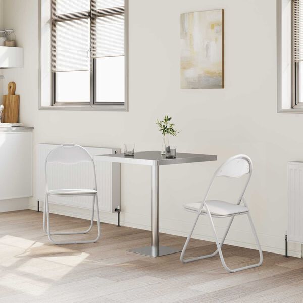 vidaXL Skladacia stolička 2 pcs Biela a &scaron;ed&aacute; 48 x 43,5 x 81 cm