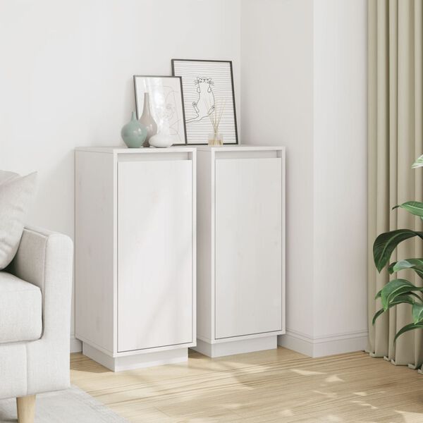 vidaXL Komody 2 ks biele 31,5x34x75 cm borovicový masív