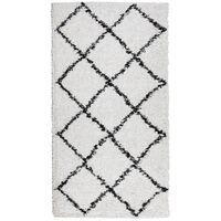 vidaXL Chlpatý koberec vysoký vlas moderný krémovo-čierny 60x110 cm
