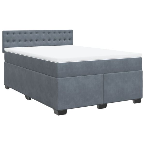 vidaXL Posteľn&yacute; r&aacute;m boxspring s matracom tmavosiv&yacute; 140x190 cm zamat
