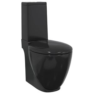 vidaXL Keramick&aacute; toaleta/WC do k&uacute;peľne, okr&uacute;hla, spodn&yacute; odtok, čierna
