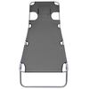 vidaXL Lehátko na opaľovanie s nastaviteľným operadlom a vankúšom, sivé