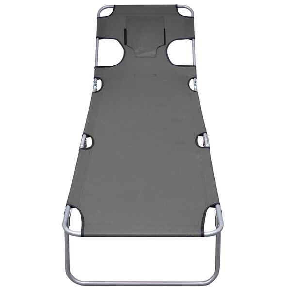 vidaXL Lehátko na opaľovanie s nastaviteľným operadlom a vankúšom, sivé