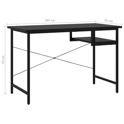 vidaXL Počítačový stôl, čierny 105x55x72 cm, MDF a kov