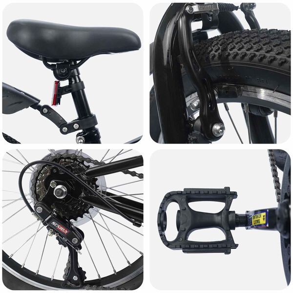 vidaXL Detsk&eacute; Kolo 24 Palcov 6-Speed pre 8-12 rokov Čierna