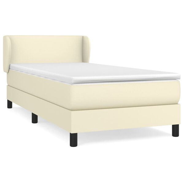 vidaXL Boxspring posteľ s matracom kr&eacute;mov&aacute; 90x200 cm umel&aacute; koža