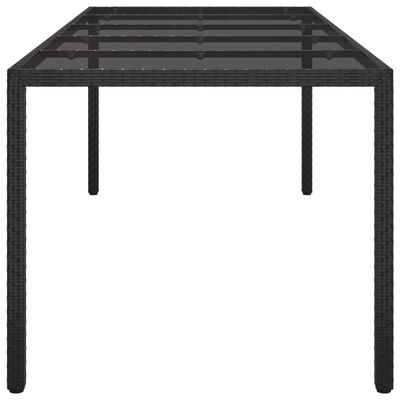 vidaXL Záhradný stôl čierny 250x100x75 cm tvrdené sklo a polyratan