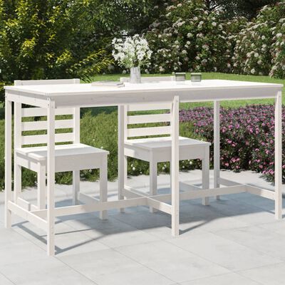 vidaXL Záhradný stolík biely 203,5x90x110 cm borovicový masív