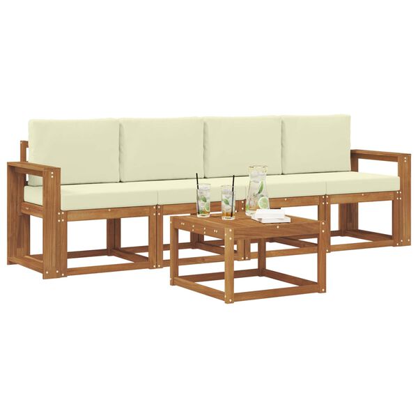 vidaXL Z&aacute;hradn&aacute; s&uacute;prava gaučov s vank&uacute;&scaron;om 5 pcs Pr&iacute;rodn&aacute; a kr&eacute;mov&aacute;