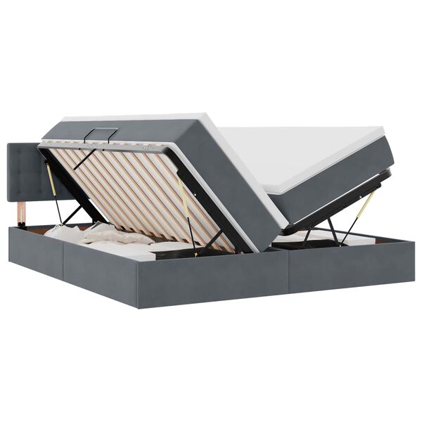 vidaXL Posteľ so svetlami LED di&oacute;dy Tmavo &scaron;ed&aacute; 200 x 200 cm Zamat