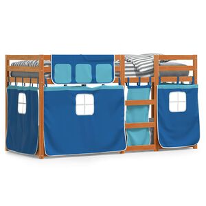 vidaXL Poschodov&aacute; posteľ bez matraca hned&aacute; a modr&aacute; 90x200 cm mas&iacute;vna borovica