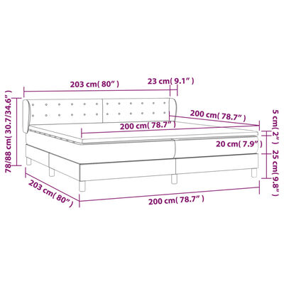 vidaXL Posteľný rám boxsping s matracom bledosivý 200x200 cm zamat