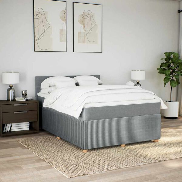 vidaXL Boxspring posteľ s matracom svetlosiv&aacute; 100x200 cm l&aacute;tka