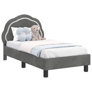 vidaXL R&aacute;m detskej postele s čelom Tmavosiv&aacute; 70 x 140 cm Zamat