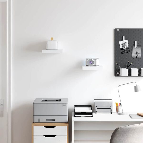 vidaXL Pl&aacute;vaj&uacute;ce n&aacute;stenn&eacute; police 2 ks, biele 23x23,5x3,8 cm, MDF