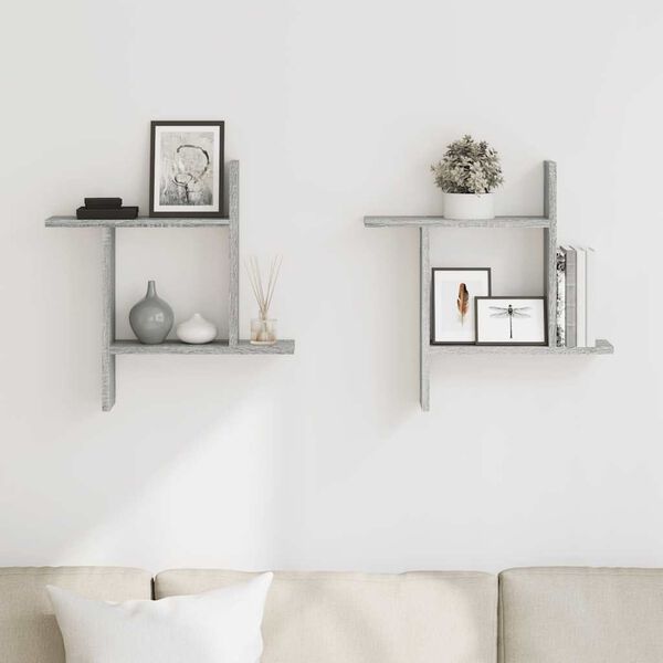 vidaXL N&aacute;stenn&eacute; police 2 ks siv&aacute; sonoma 50x12x50 cm kompozitn&eacute; drevo