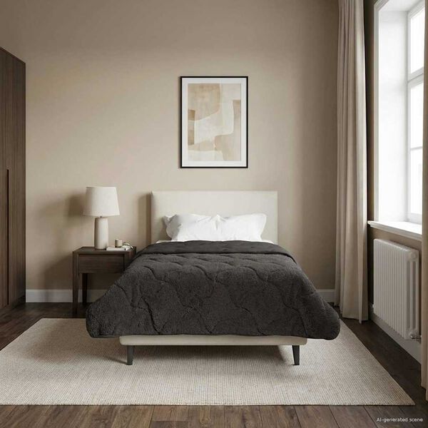 vidaXL Zimn&yacute; prehoz Antracit 135 x 200 cm Mikrof&aacute;za a Teddy fleece