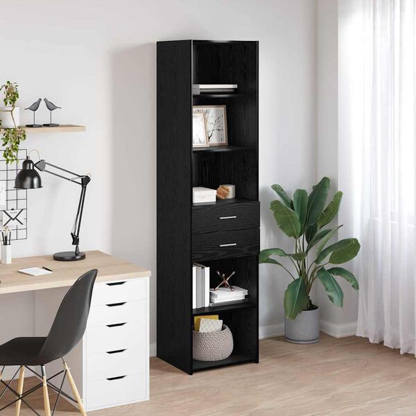 vidaXL Highboard Čierny dub 45 x 42,5 x 185 cm Kompozitn&eacute; drevo