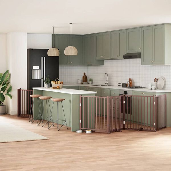 vidaXL Br&aacute;na pre psa s dvere sklad. 10pan. hned&aacute; 800cm topoľov&eacute; drevo