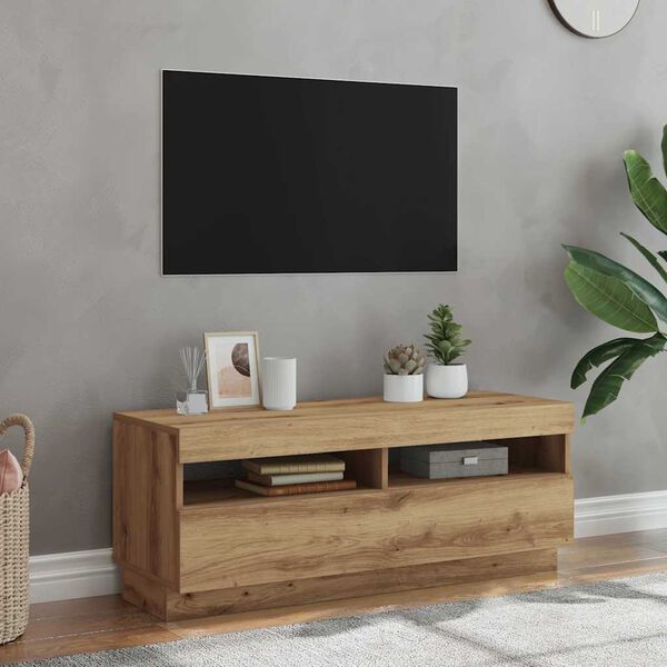 vidaXL TV skrinka s LED dub artisan 100x35x40 cm kompozitné drevo
