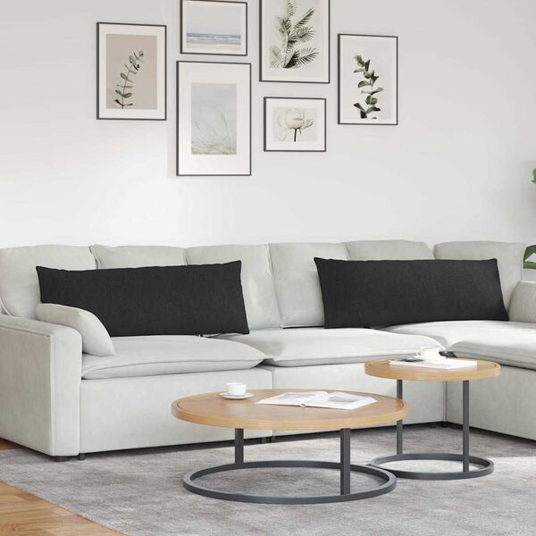 vidaXL Vankúše na pohovku 2 pcs Čierna 120 x 40 cm látka