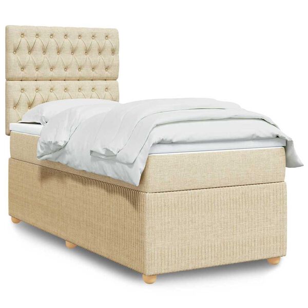 vidaXL Boxspring posteľ s matracom kr&eacute;mov&aacute; 100x200 cm l&aacute;tka