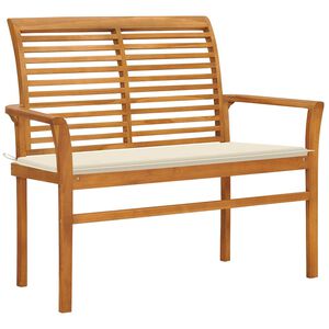vidaXL Z&aacute;hradn&aacute; lavička a kr&eacute;mov&aacute; podložka 112 cm teakov&yacute; mas&iacute;v