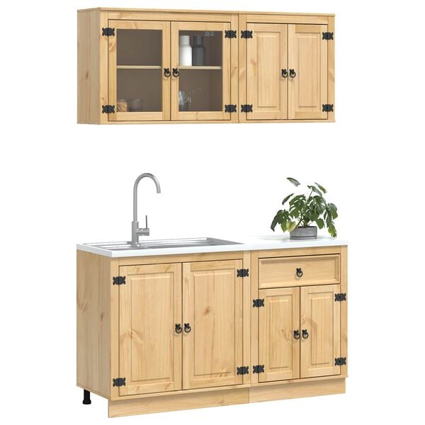 vidaXL Skrinkov&yacute; SKI 4 pcs Medov&aacute; Hned&aacute; Mas&iacute;vne borovicov&eacute; drevo