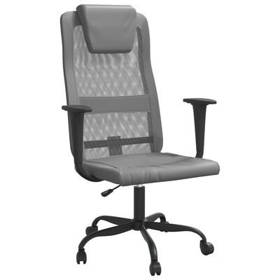 vidaXL Kancelárska stolička, nastaviteľná výška, sivá látka+umelá koža