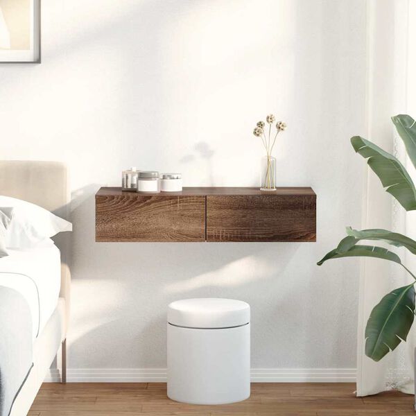 vidaXL Nástenná polica so zásuvkami hnedý dub kompozitné drevo